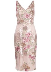 Marchesa sequin embroidered fitted dress