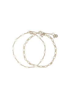Marchesa set of two crystal charm anklets
