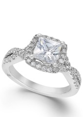 Certified Princess Cut Diamond Vintage Inspired Twist Halo Engagement Ring (1-1/3 ct. t.w.) by Marchesa in 18k White Gold, Created for Macy's