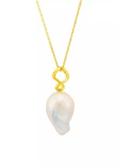 Maria Black Twister 22K-Gold-Plated & Freshwater Pearl Pendant Necklace