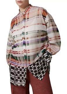 Marina Rinaldi Finito Checkered Cotton-Silk Shirt