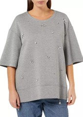 Marina Rinaldi Large Wool Rhinestone Sweatshirt