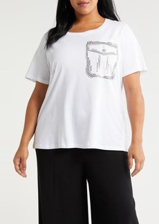 Marina Rinaldi Caccia Rhinestone Detail Cotton Jersey T-Shirt