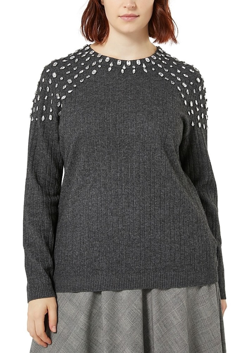 Marina Rinaldi Giotto Embellished Cashmere Blend Sweater