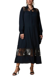 Marina Rinaldi Embroidered Tulle Inset Shirt Dress