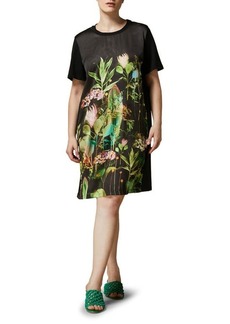 Marina Rinaldi Ezio Floral Jersey & Satin T-Shirt Dress