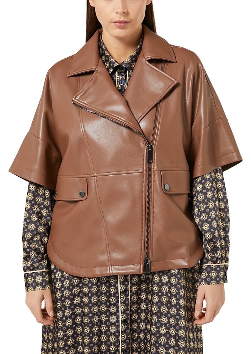 Marina Rinaldi Faux Leather Short Sleeve Moto Jacket