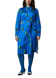 Marina Rinaldi Floral Graphic Satin Shirt Dress
