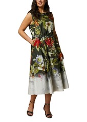 Marina Rinaldi Floral Print Cotton Poplin Dress