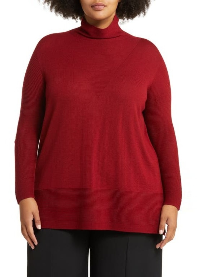 Marina Rinaldi Oversize Wool Blend Mock Neck Sweater