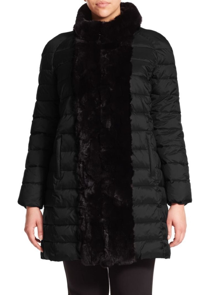 Marina Rinaldi Marina Rinaldi, Plus Size Pepita Fur-Trimmed Puffer Coat ...