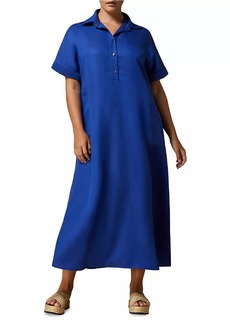 Marina Rinaldi Negelia Linen-Blend Polo Maxi Dress