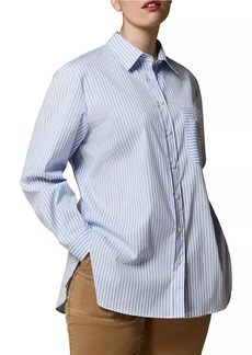 Marina Rinaldi Plus Size Citrato Oversized Striped Cotton Shirt