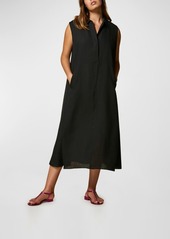 Marina Rinaldi Plus Size Dicitura Sleeveless Linen Midi Dress