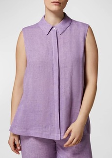 Marina Rinaldi Plus Size Eddy Sleeveless Linen Canvas Shirt