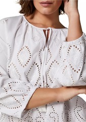 Marina Rinaldi Plus Size Ronco Embroidered Cotton & Linen Shirt