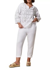 Marina Rinaldi Plus Size Ronco Embroidered Cotton & Linen Shirt