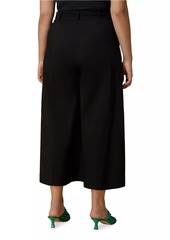 Marina Rinaldi Plus Size Uranio Belted Poplin Crop Pants