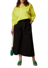 Marina Rinaldi Plus Size Uranio Belted Poplin Crop Pants