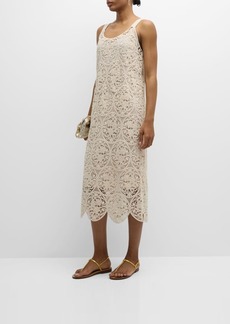 Marina Rinaldi Riber Scalloped Embroidered Midi Dress