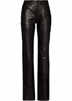 Marine Serre crescent moon-print leather trousers