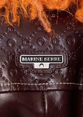 Marine Serre Embossed Leather Long Trench Coat W/belt