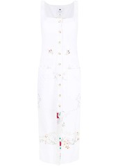 Marine Serre floral-embroidered cotton dress