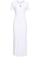 Marine Serre Logo Cotton Blend Jersey Midi Dress