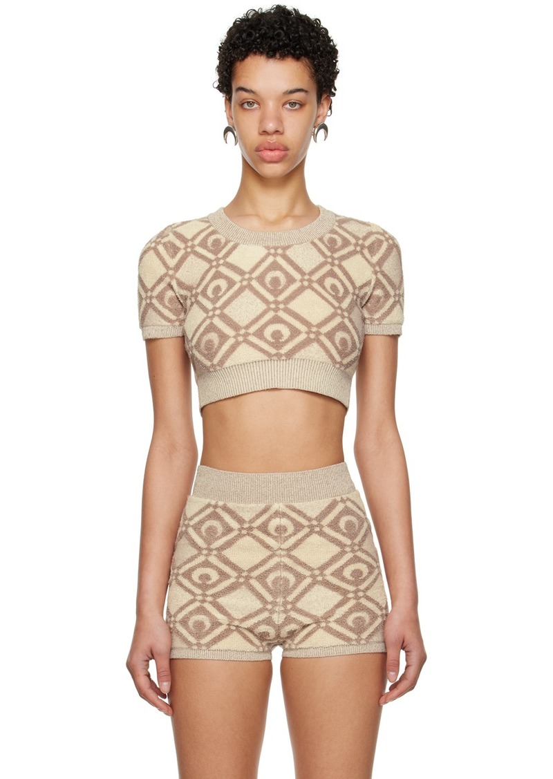 Marine Serre Beige Crop Sweater