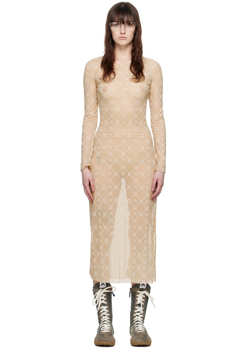 Marine Serre Beige Moonogram Midi Dress