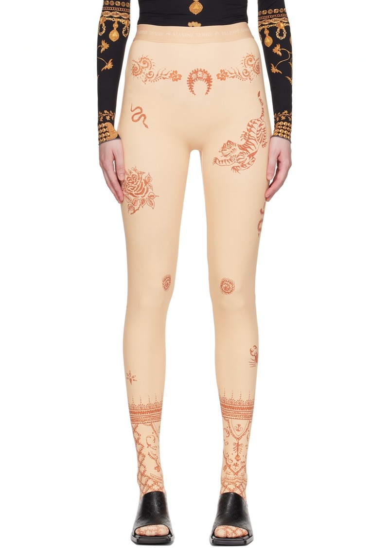 Marine Serre Beige Printed Leggings