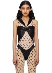 Marine Serre Black Draped Bodysuit