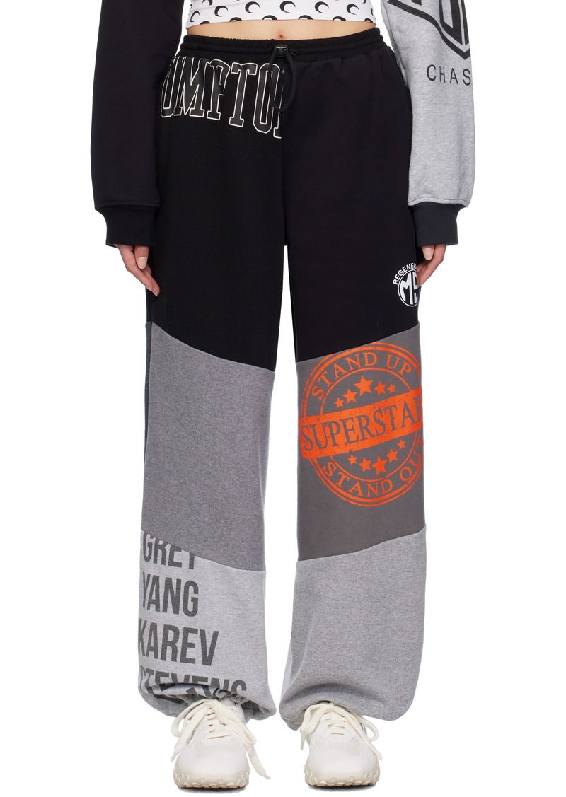 Marine Serre Black Upcycled Graphic Sweatpants