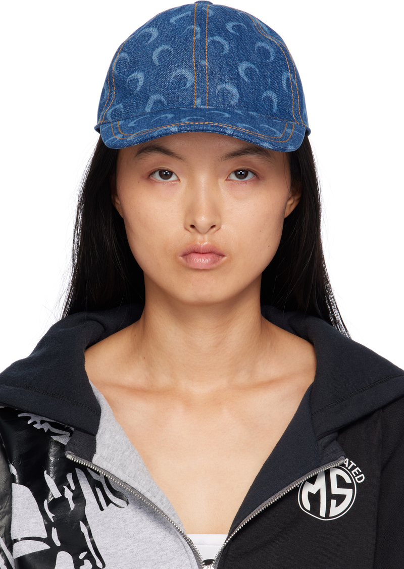 Marine Serre Blue Moon Laser Denim Cap