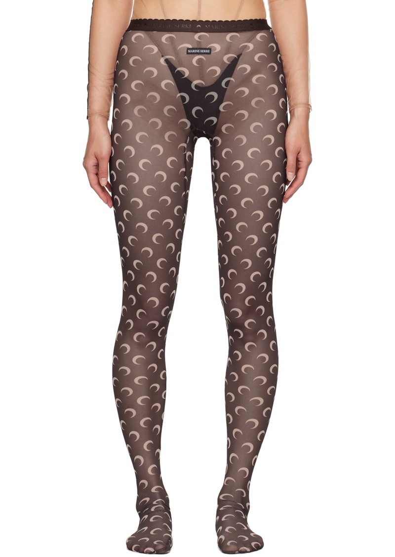 Marine Serre Brown Moon Printed Mesh Tights