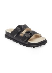 Marine Serre Faux Fur Lined Square Toe Slide Sandal