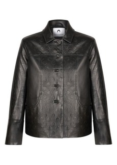 Marine Serre Moon Boxy Leather Jacket in All Over Moon Black at Nordstrom
