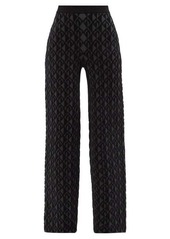 Marine Serre Moon Lozenge jacquard-knit wide-leg trousers