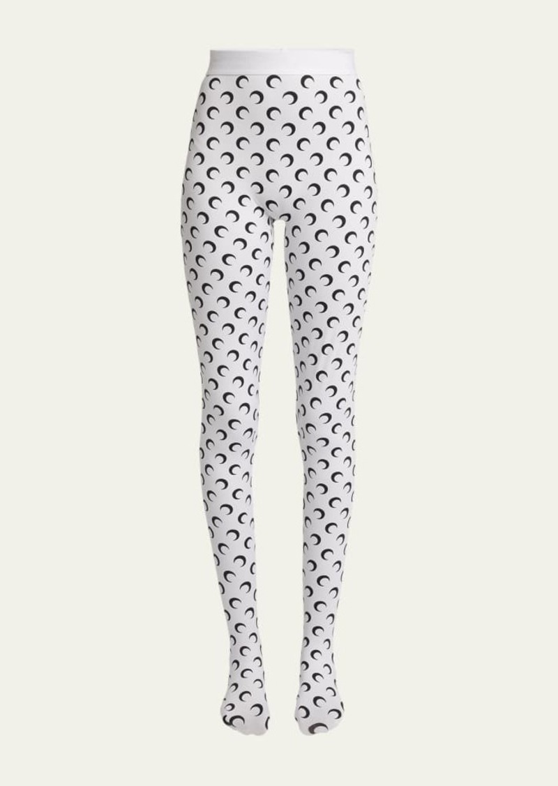 Marine Serre Moon-Print Jersey Stirrup Leggings