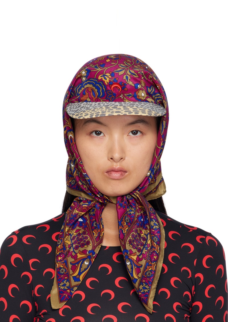 Marine Serre Multicolor Upcycled Silk Scarves Veiled Cap