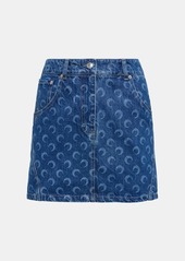 Marine Serre Printed cotton denim miniskirt