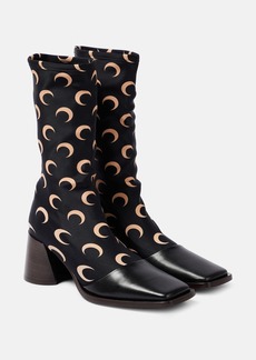Marine Serre Printed leather-trimmed sock boots