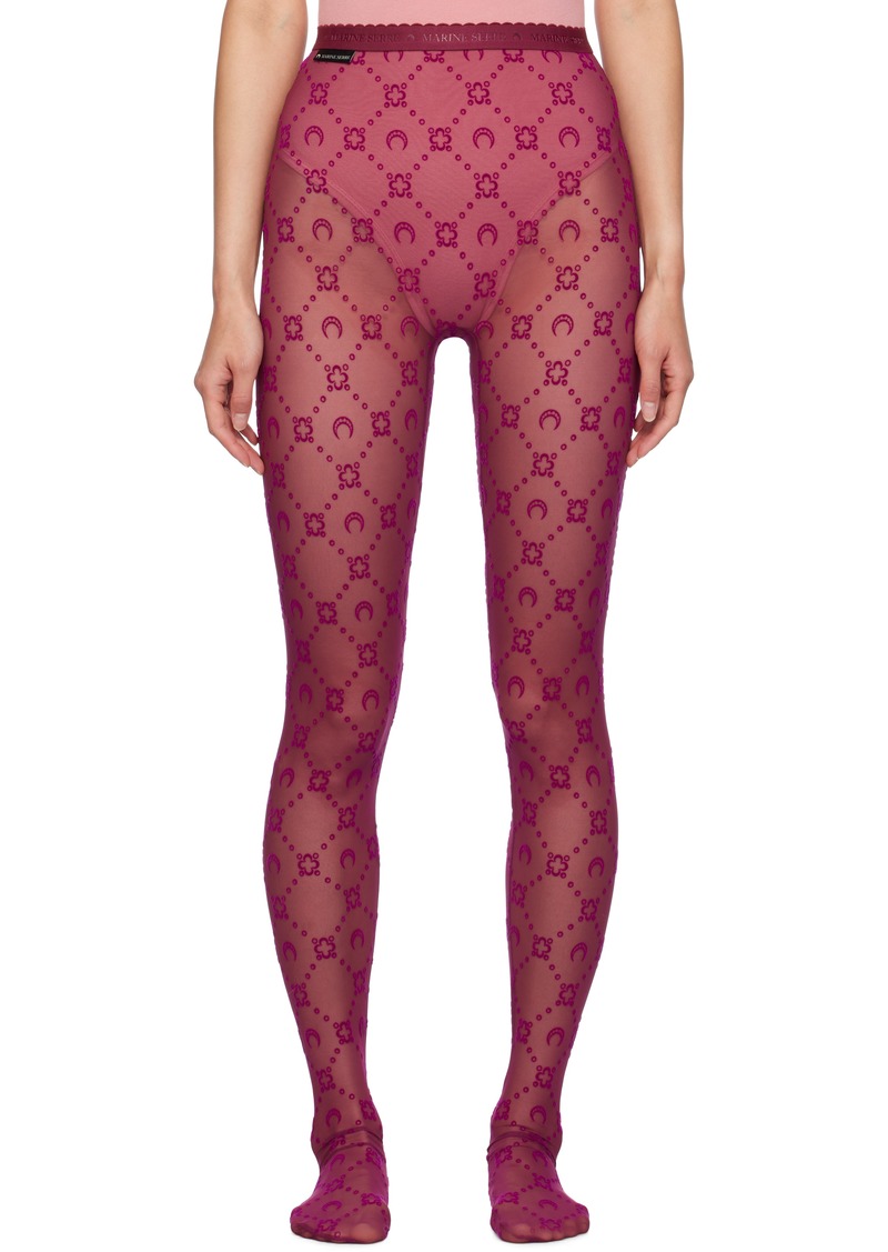 Marine Serre Purple Moonogram Mesh Flock Tights