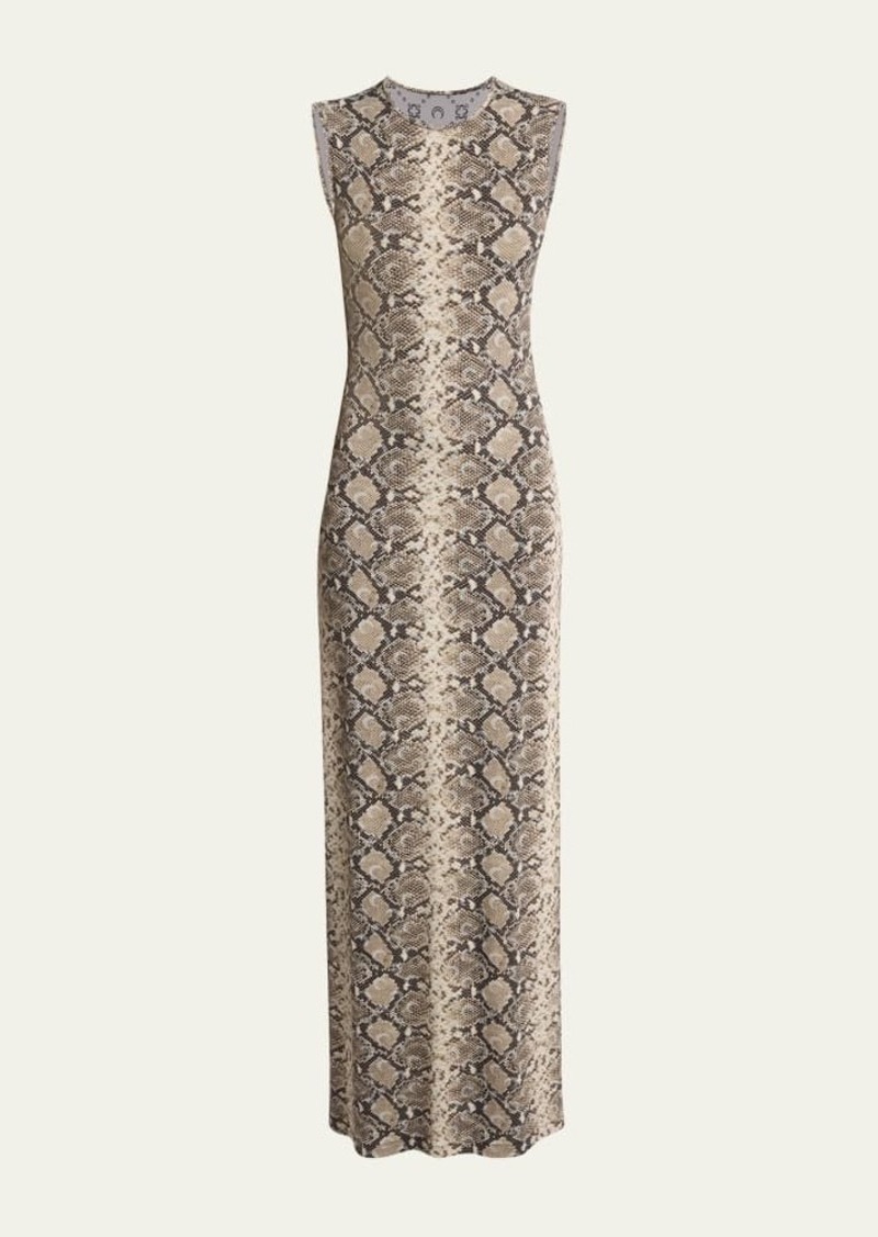 Marine Serre Python-Print Mesh-Panel Jersey Tank Dress