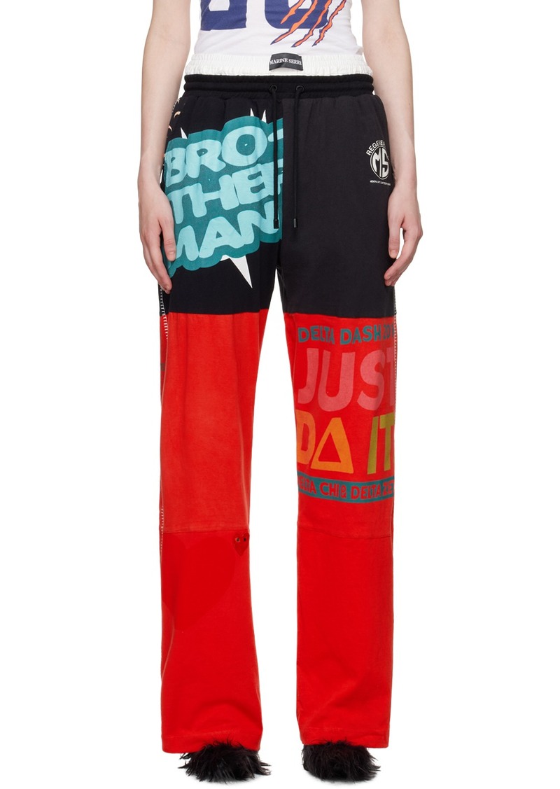 Marine Serre Red & Black Regenerated Graphic Lounge Pants