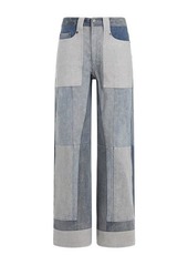 MARINE SERRE  REGENERATED DENIM WIDE LEG PANTS JEANS