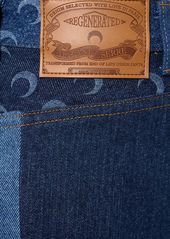 Marine Serre Moon Print Patchwork Wide Denim Jeans