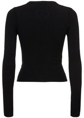 Marine Serre Ribbed Knit Crewneck L/s Top