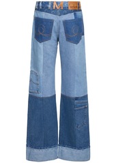 Marine Serre Upcycled Mid Rise Wide Jeans