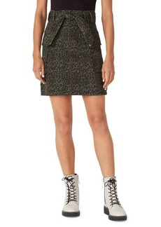 Marissa Webb Leopard-Print Belted Denim Skirt